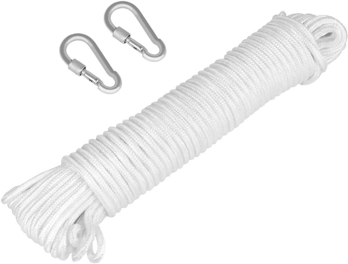 JGS Premium - Outdoor waslijn vlagtouw klimtouw van nylon voor camping & tuin, 25 meter met karabijnhaken — afbeelding 1
