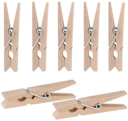 Houten wasknijpers - mini-decoratieve knijpers - 100 stuks - 4,8 cm - hout — thumbnail 1