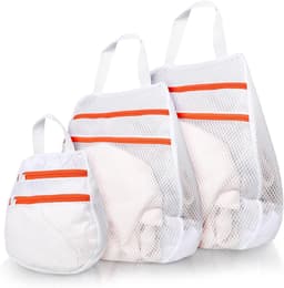 3 stuks - Waszakken - dubbele rits waszak - waszak met handvat - wasmachine zakken met rits - anti-deformatie - voor truien , shirts , ondergoed , sokken - wit - 30x30 cm , 40x40 cm , 50x50 cm — thumbnail 1