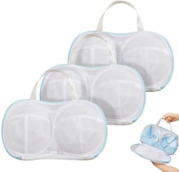 3 stuks - 20*34 cm - BH-waszakje - waszak - met kunststof steun - waszak van netstof - herbruikbare - ondergoed wasnet voor dames - BH-beschermer voor wasmachine - met rits - voor wasmachine - huishoudelijke artikelen - kledingbescherming - blauw — thumbnail 1