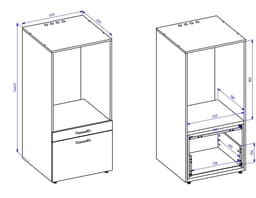 MOBISTOXX Wasmachine Kast - Wasmachine Verhoger - Wasmachine Ombouw - 67 cm x 65 cm x 144 cm (B x D x H) - Met Lade Voor Wasmand - Voor Wasmachine en Droogkast - Zwart — thumbnail 2