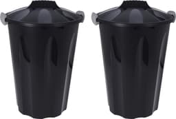Storage Solutions wasmanden met deksel 2x stuks - 40L - zwart - kunststof — thumbnail 1