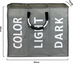 TDR - Stoffen waszak met 3 vakken en aluminium handvat - capaciteit ca. 94L - Donker Grijs — thumbnail 2