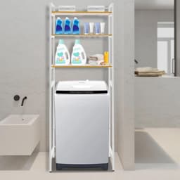 Wasmachinekast Badkamerrek - Toiletkast Plankenrek - Ruimte Besparen - Stabiele Constructie - 69x30x181 cm - Wit — thumbnail 5