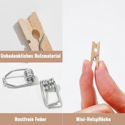 156 Houten Wasknijpers Set met Jute Touw en Spijkers voor Foto Decoratie — thumbnail 5