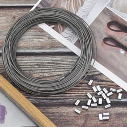 30 m x 1.5 mm Stalen Kabel - Multifunctionele - RVS Kabel - Foto Lijst Ophangdraad met 20 Stuks Aluminium Klemhuls - Voor Gordijn Touw - Waslijn - Handrail Kabels — thumbnail 3