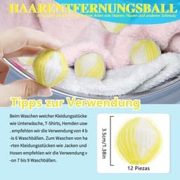 SnelShoppen - 12 stuks anti-haren wasmachine, herbruikbare haarvanger, microvezel haarballen voor het vangen van dierenharen, vezels en mensenhaar op — thumbnail 4