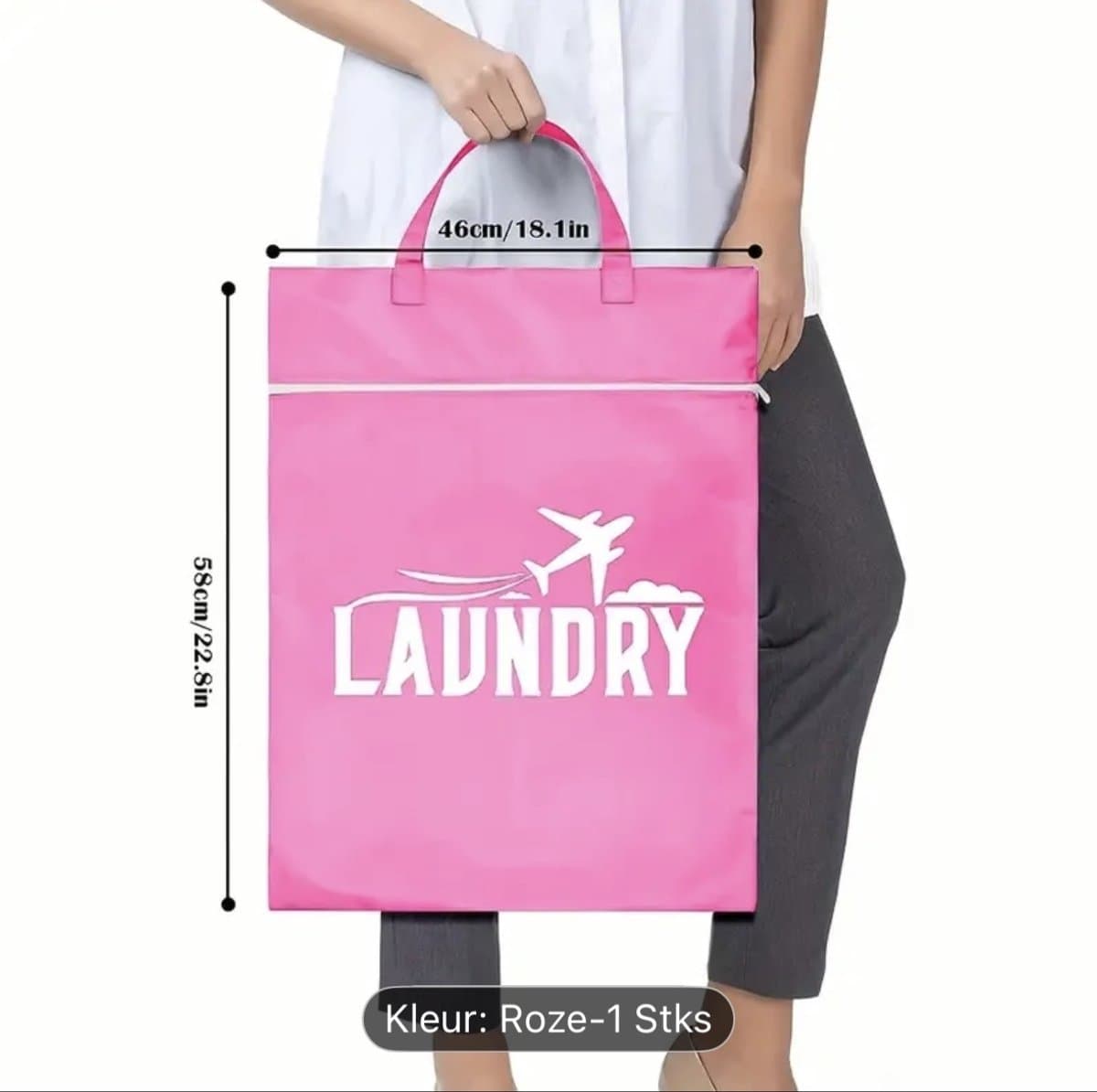 Grote Reisorganizer Tas, Kledingopbergzakje, Waszak met Versterkte Handvatten kleur roze — afbeelding 1