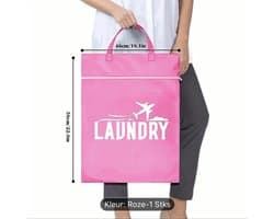 Grote Reisorganizer Tas, Kledingopbergzakje, Waszak met Versterkte Handvatten kleur roze