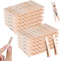 100 Houten Wasknijpers Clips 4,8 cm - Stevige Kledinghangers voor Waslijn en Knutselen — thumbnail 1