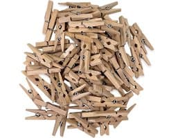 Houten mini wasknijpers XL set voor knutselen en decoratie (72 stuks)