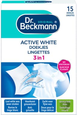 3 x Dr. Beckmann - Kleurverzorging - Active White - Witte Was - 15 Doekjes - Grootverpakking - Witwas - Grauwsluier Verwijderen - Witte Was Herstellen - Actieve Witmaker - Was Reinigen — thumbnail 2