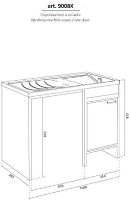 Wasmachineafdekking met Wastafel - Duurzaam en Functioneel, 109 x 60 x 89 cm — thumbnail 4