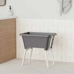 Staande Wasmand met Uitschuifbare Poten - Zwarte Wasbox voor Wasgoed (60x40 cm) — thumbnail 2