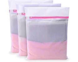IMPERATORIS® Waszakjes voor Wasmachine - Bescherming voor Fijne Was en Schoenen - Mesh Wasnet met Rits - Voorkomt Slijtage - Set van 3 - Rosé - 50 x 60 cm
