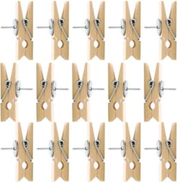 50x Houten Duwspelden met Clips - Ideaal voor Kurkbord, Fotowand en Prikbord — thumbnail 1