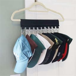 2 stuks - Organizer voor baseballpetten - Hoedenorganizer - Geschikt voor hangers en kledingkastdisplays - 10 hoedenclips - Kan baseballpetten, wintermutsen, handschoenen, kleding en sokken ophangen - Zwart — thumbnail 5