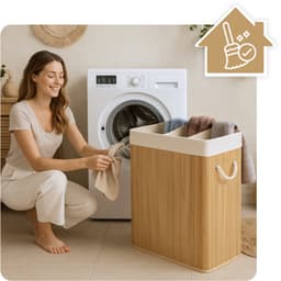More&Deco - Wasmand - 3 Compartimenten - Bamboe - 100L - Beige — thumbnail 5