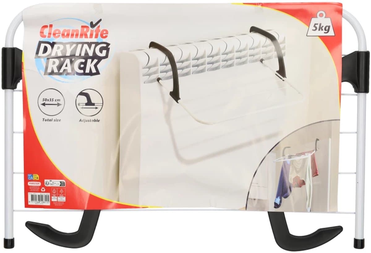 Hangend Droogrek - 5KG Draagkracht - Draagbaar en Superlicht - Inklapbaar Wasrek - Wanddroogrek - 51 x 35 x 15 cm - Zwart - CleanRite — afbeelding 1