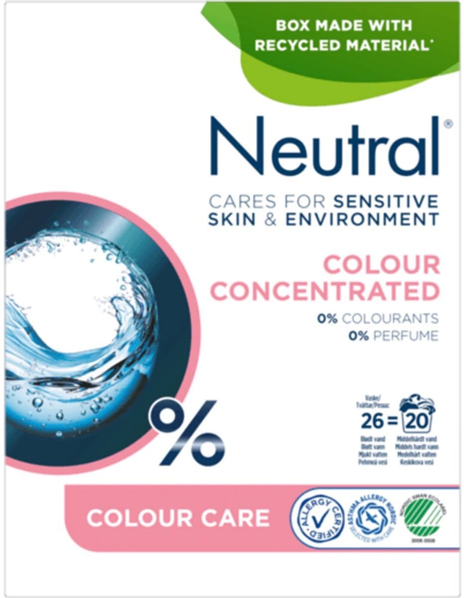 Neutral Waspoeder Colour 20 wasbeurten - parfumvrij - 975 gram — afbeelding 1