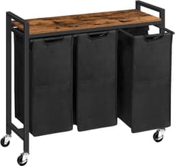 Benelux Select Wasmand 3 vakken – Wassorteerder – Wasmand Op Wielen – Afsluitbare Wielen - 3x 40L Vakken – 84 x 33 x 74,5 cm — thumbnail 1