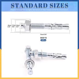 Wigankers 3/8" x 3" Verzinkt Heavy Duty Bevestiging voor Beton - 20 Stuks — thumbnail 3