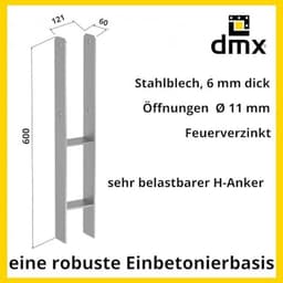 H-anker 12 x 12 voor beton - Duurzaam paalanker voor houten elementen — thumbnail 5