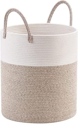 Wasmand Katoen - Wasmanden - Opbergmand 52 ltr - Mand Rond met handvaten - Wasbox Opvouwbaar - Speelgoedmand - 38cm*50cm — thumbnail 1