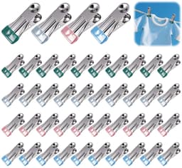 Unyqoos® Set van 40 kleurrijke roestvrijstalen wasknijpers met sterke grip en antislip — thumbnail 1