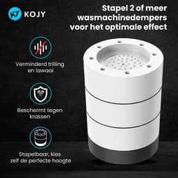 KOJY Wasmachine dempers - Wasmachine Verhoger - Stapelbaar - geschikt voor wasmachine en wasdroger - wit/zwart — thumbnail 4