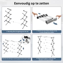 Thuys – Droogmolen met Voet voor Camping & Thuis - Wasrek Staand - Droogrek Inklapbaar - Wit met Grijs — thumbnail 1