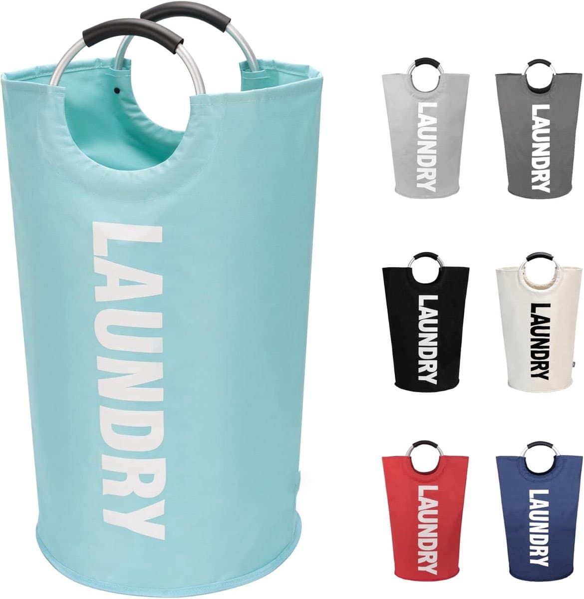 inklapbare wasmand-opbergmanden-camping wasmand-Grote wasmand 115L - Opvouwbare waszak - Onafhankelijke wasmand met hoge voet - Opvouwbare wasemmer -Slijtvast en eenvoudig te reinigen-Meerblauw — afbeelding 1