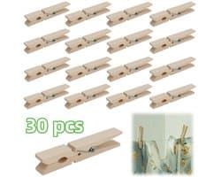 30 stuks clips - Kledingclips - Sluitclips voor voedselzakken - Mini houten haringen - Labelclips voor planten - Knijpers voor decoratie - Houten veerklemmen - Voor kleding, foto's, decoraties en doe-het-zelf-activiteiten (7,2*1 cm) — afbeelding 1
