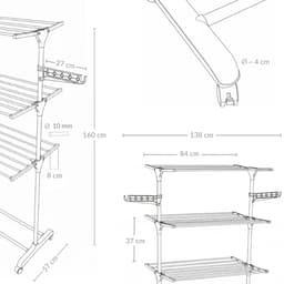 Verticale wasdroger met ruimte voor hangers, 160 cm, ALTO — thumbnail 3