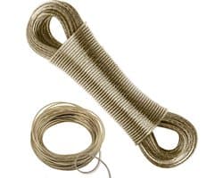 20 meter waslijn met stalen kern 3 mm - roestvrij en waterdicht tot 120 kg - voor buiten, tuin en kamperen