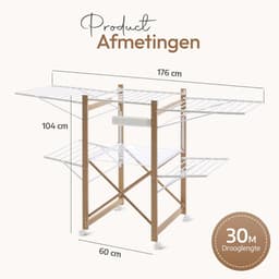 White-Label® Wasrek Inklapbaar op Wieltjes - Droogmolen - Droogtoren Staand — thumbnail 1