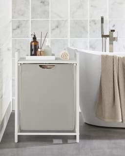 Furnstar Wasmand - Wasverzamelaar met plank - Wasbox - Afneembare waszak van Oxford weefsel - Metalen frame - 65 L - 50 x 33x 72 cm - Crèmewit Mat Wit — thumbnail 3