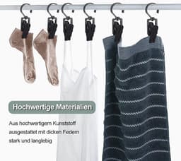 Draaibare wasknijpers in zwart en wit - 20 stuks voor kleding, gordijnen en hoeden — thumbnail 4