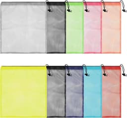 Allecta - Set van 10 Nylon Waszakken met Trekkoord - Multicolor - 35,5 x 40 cm - Voor Opslag, Reizen, Wassen, Sport, Strand en Zwembad — thumbnail 1