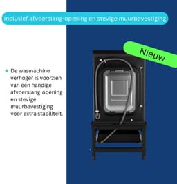 Wasophoogte® Wasmachine verhoger met lade en plateau - Wasmachine opbouwmeubel - Wasmachine sokkel - 42cm hoog - Zwart - Universeel - 65*60,5 (LxB) - Inclusief wandbeugels — thumbnail 3