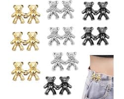 9 Paar Verstelbare Jeansknopen Pinnen voor een Strakkere Taille - Zilveren, Gouden en Zwarte Clips