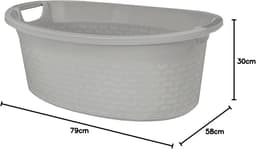 Ovale Wasmand Katoen Look 60 Liter - Stevige Wasmand met Handvatten — thumbnail 2