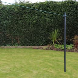 Pole Post met Waslijn en Bodemhuls - Zware Donkergrijs Blauwgroen - 24 m washing line — thumbnail 1