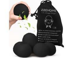2BEHOME XL Drogerballen Voor Wasdrogers - 6 Stuks - Gemaakt van 100% Nieuw-Zeelandse Schapen Wol - Wasdrogerballen - Droogballen - Droger Ballen - Dryer Balls - Zwart