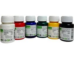 Südor Textielverfset 6x25 ml (150 ml) , 6 hoofdkleuren, textielverf