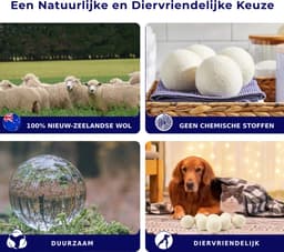 6 Drogerballen Voor Wasdrogers - Droogballen - Wasbollen - Gemaakt van 100% Nieuw-Zeelandse Schapen Wol - Incl. 2 Etherische Oliën - Wasdrogerballen - Wit — thumbnail 2