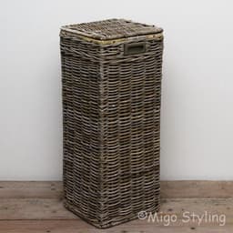 Hoge - Wasmand - Smal - Grey - Rotan - Riet - 31x31xH70cm — thumbnail 2