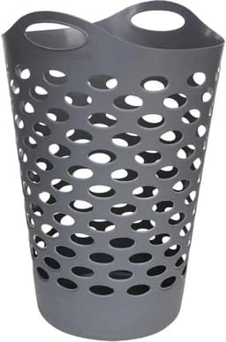 5Five Flexibele wasmand/opbergmand - rond - grijs - 60 liter - D41 x H66 cm — thumbnail 1