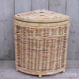 Hoekwasmand - Met deksel - 40x40xH65 - Riet - Rotan - Naturel — thumbnail 1