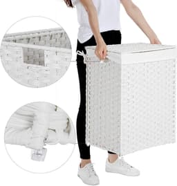 Nancy's Wasmand - Wassorteerder - Handgevlochten - 110L Wit — thumbnail 2